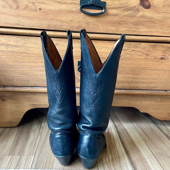 ✨SOLD✨Vintage Leather Embroidered Cowboy Western Boots in Black - 6.5 - Picture 6 of 7